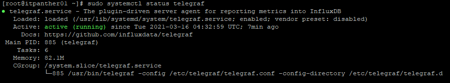Command to check Telegraf Status